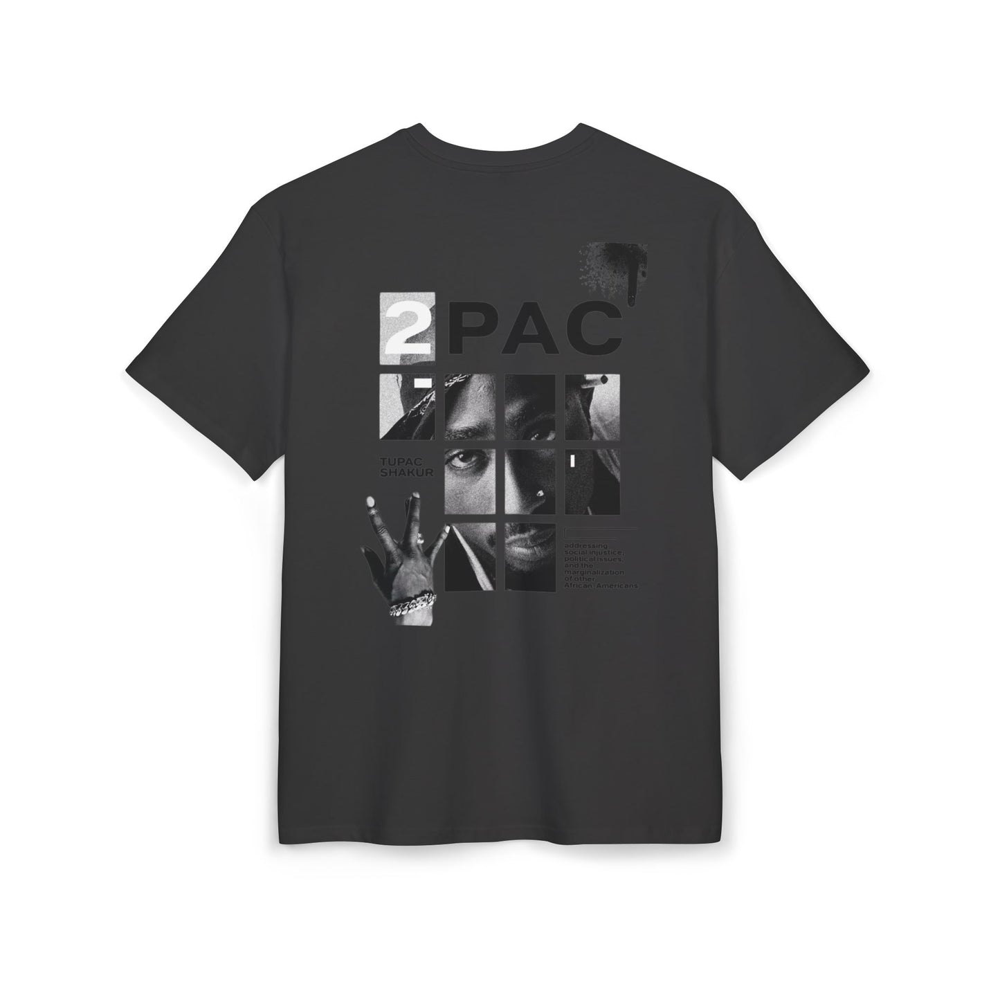 טופאק שאקור — Black & White Tribute Oversize T‑Shirt