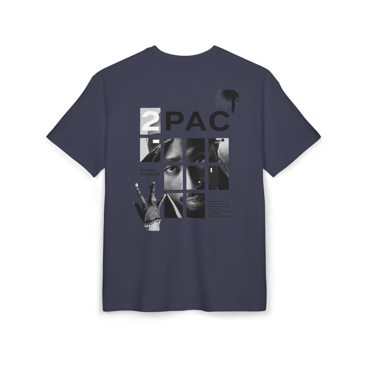 טופאק שאקור — Black & White Tribute Oversize T‑Shirt