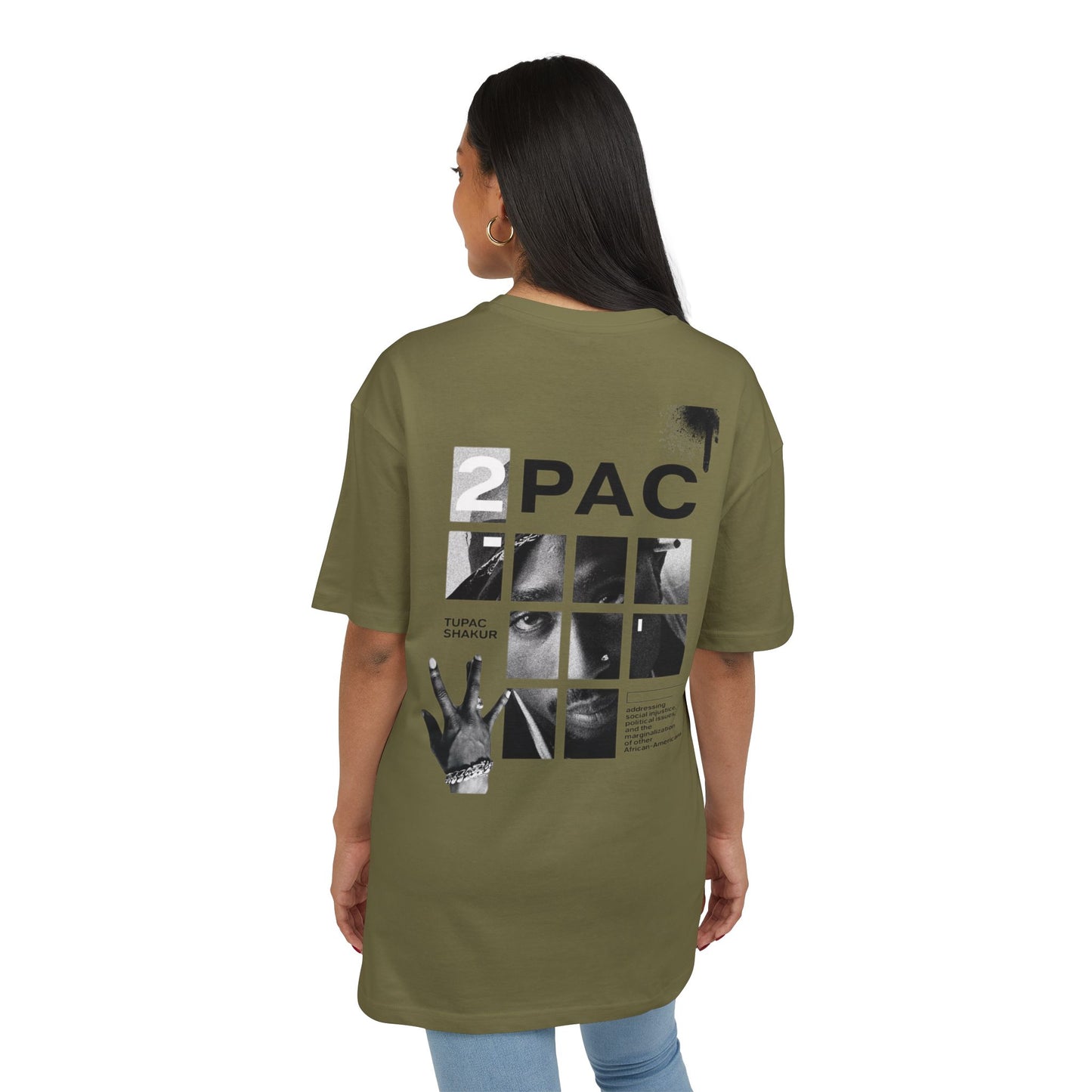 טופאק שאקור — Black & White Tribute Oversize T‑Shirt