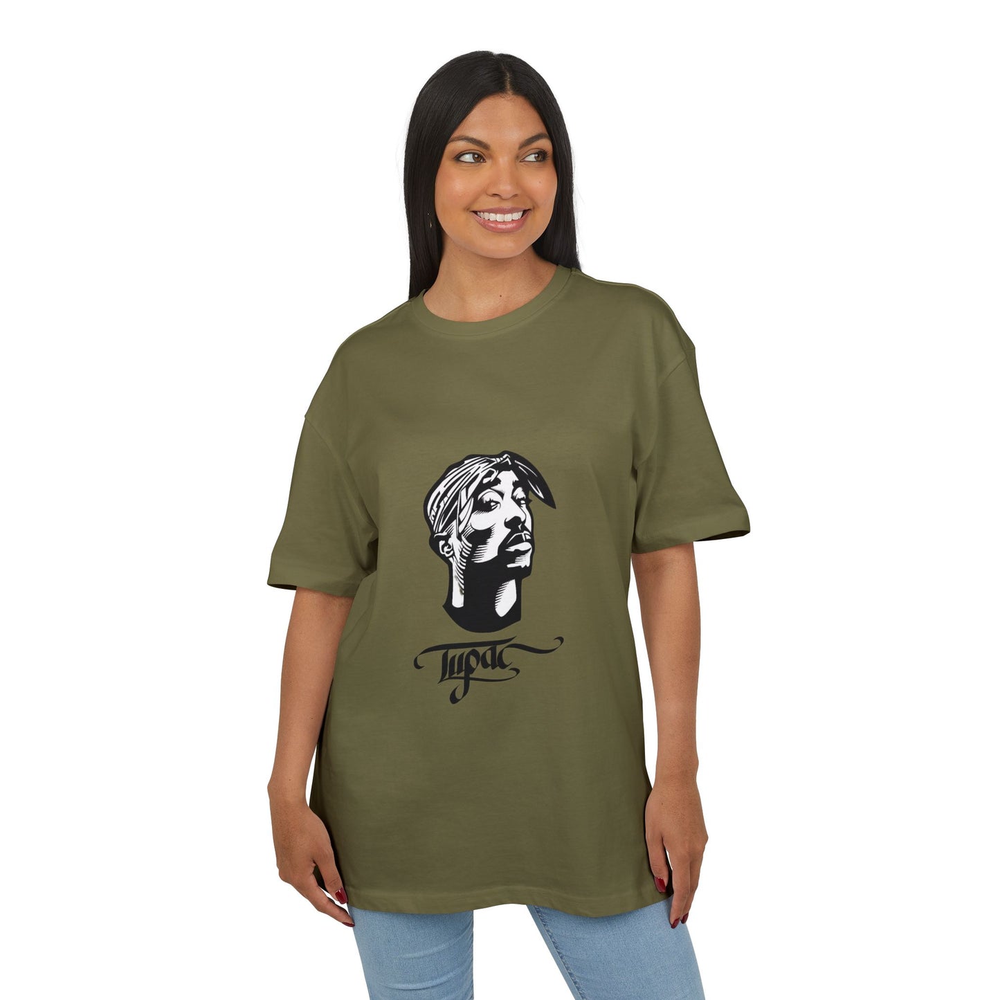 טופאק שאקור — Black & White Tribute Oversize T‑Shirt