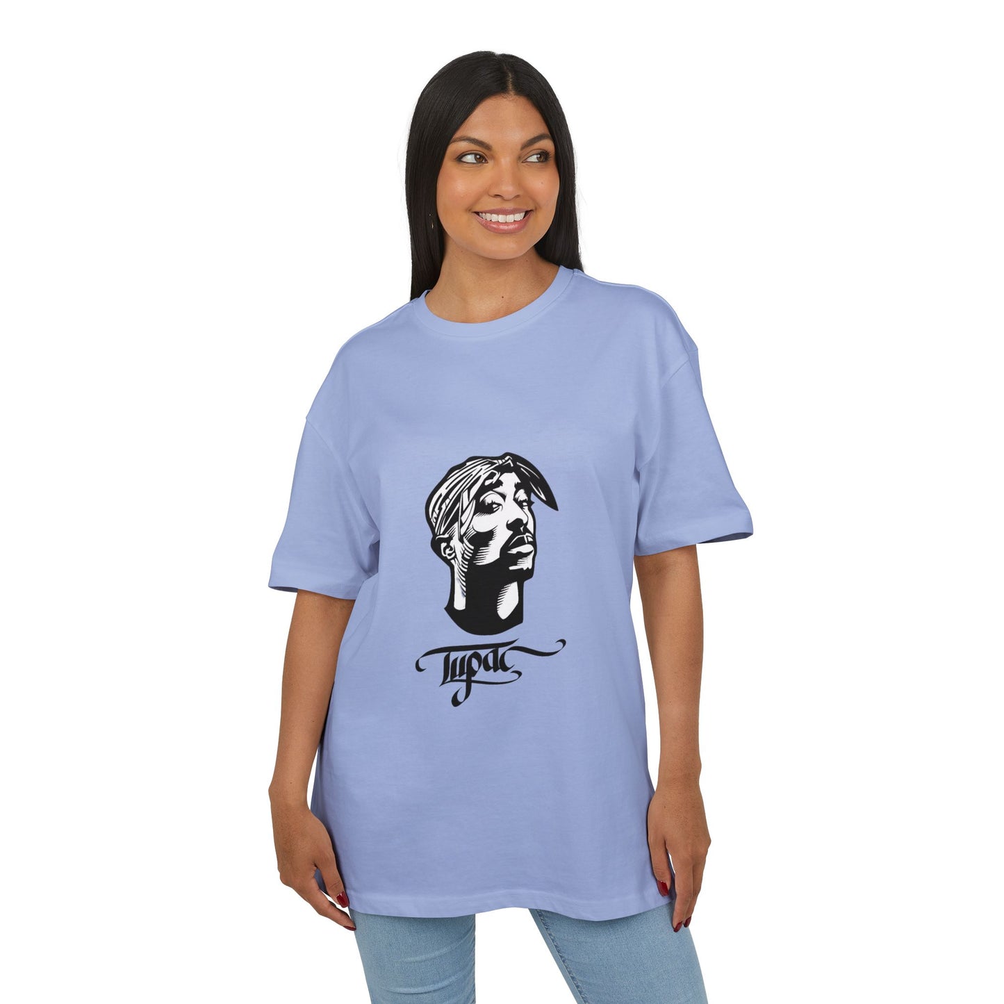 טופאק שאקור — Black & White Tribute Oversize T‑Shirt